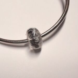 Clear with Black and White Glass Charm for Pandora Style Bracelet‎